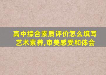 高中综合素质评价怎么填写艺术素养,审美感受和体会