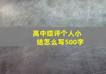 高中综评个人小结怎么写500字