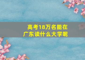 高考18万名能在广东读什么大学呢