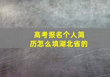 高考报名个人简历怎么填湖北省的