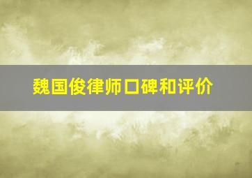 魏国俊律师口碑和评价