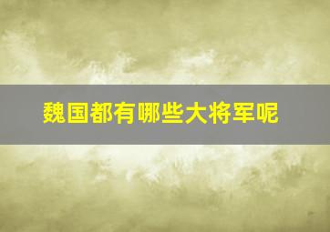 魏国都有哪些大将军呢