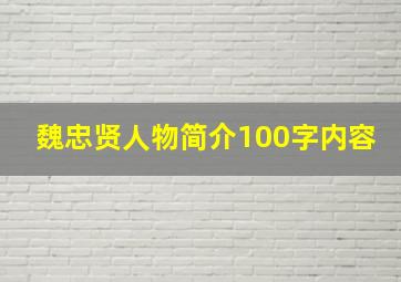 魏忠贤人物简介100字内容