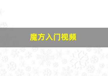 魔方入门视频