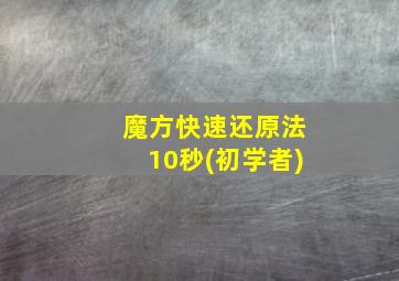 魔方快速还原法10秒(初学者)