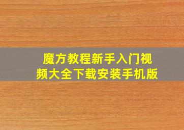 魔方教程新手入门视频大全下载安装手机版