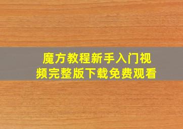 魔方教程新手入门视频完整版下载免费观看