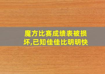 魔方比赛成绩表被损坏,已知佳佳比明明快