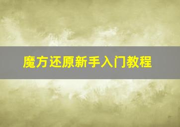 魔方还原新手入门教程