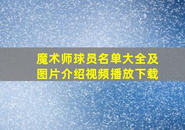 魔术师球员名单大全及图片介绍视频播放下载