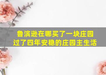 鲁滨逊在哪买了一块庄园过了四年安稳的庄园主生活