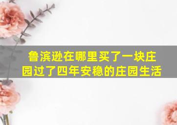 鲁滨逊在哪里买了一块庄园过了四年安稳的庄园生活