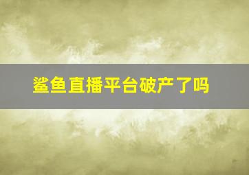 鲨鱼直播平台破产了吗