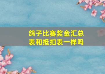 鸽子比赛奖金汇总表和抵扣表一样吗