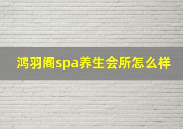 鸿羽阁spa养生会所怎么样