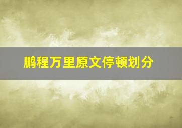 鹏程万里原文停顿划分