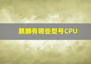 麒麟有哪些型号CPU