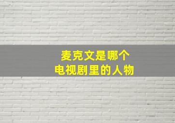 麦克文是哪个电视剧里的人物