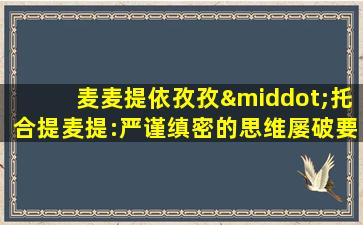 麦麦提依孜孜·托合提麦提:严谨缜密的思维屡破要案