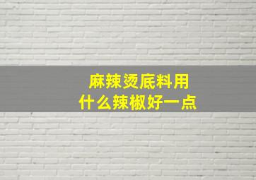 麻辣烫底料用什么辣椒好一点