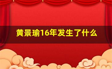 黄景瑜16年发生了什么