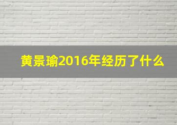 黄景瑜2016年经历了什么