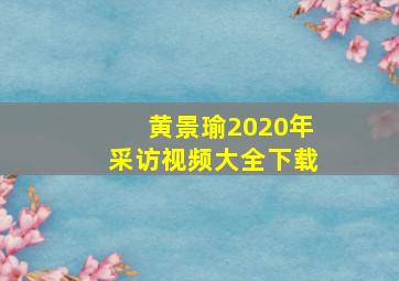 黄景瑜2020年采访视频大全下载