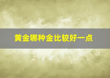 黄金哪种金比较好一点