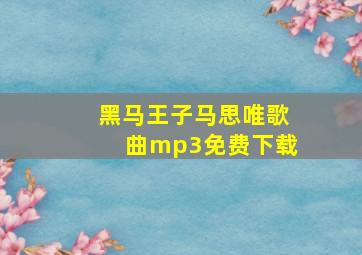 黑马王子马思唯歌曲mp3免费下载