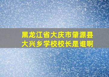 黑龙江省大庆市肇源县大兴乡学校校长是谁啊